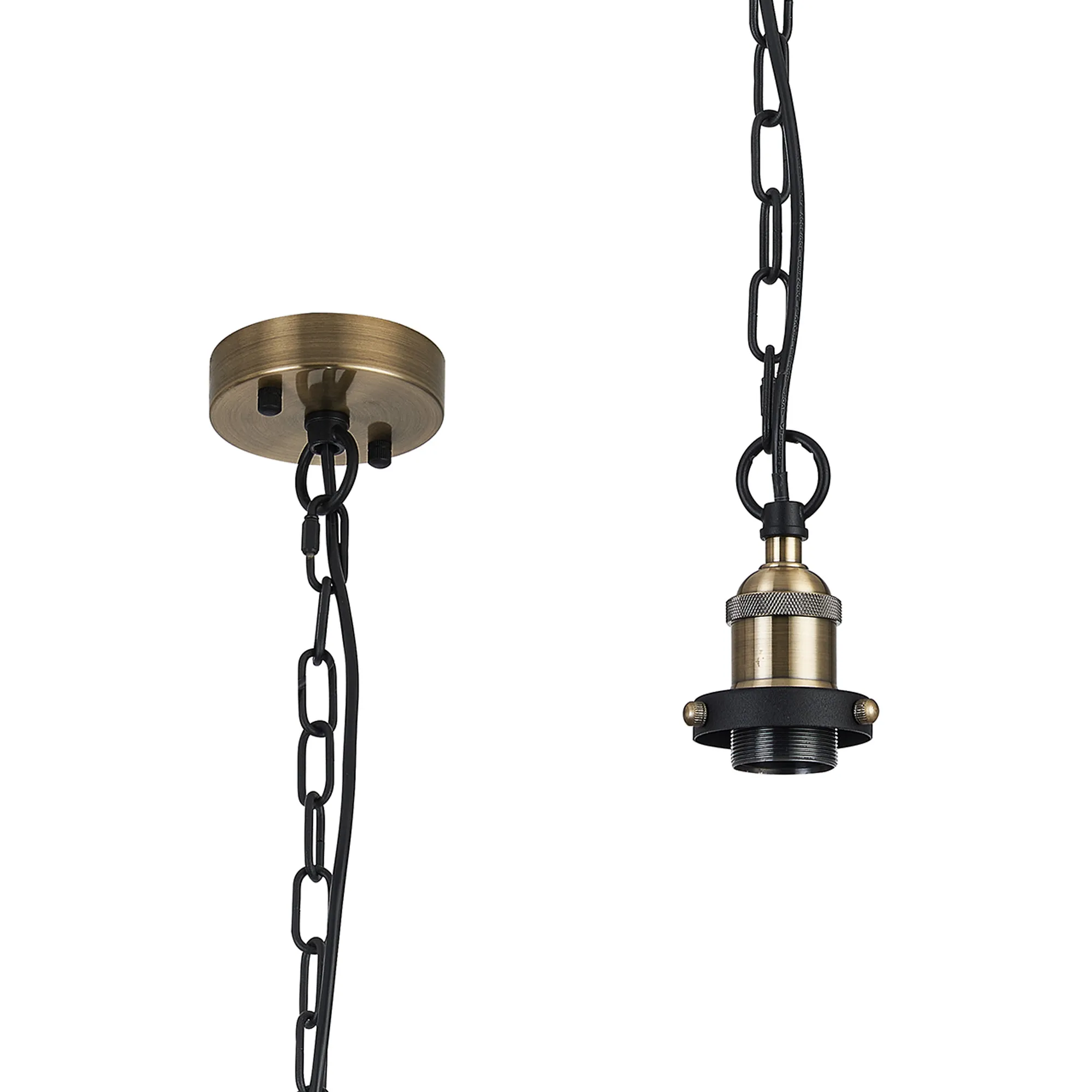 D1022AB  Dreifa Curved Single Pendant (FRAME ONLY), 1 x E27, Antique Brass/Black (Maximum Load 5kg)